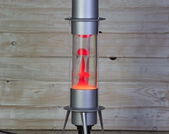 Lámpara de lava de aluminio vintage Arco iris URSS Raqueta Nave espacial Raduga Sputnik doble cera URSS Soviética Nueva cera, líquido, pintura y springer Bakelit