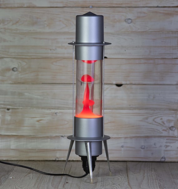 Vintage Aluminum Lava Lamp Rainbow USSR Racket Spaceship Raduga Sputnik double wax USSR Soviet New wax, fluid, paint and springer Bakelit