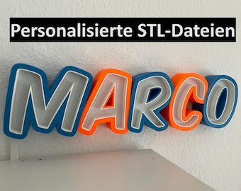 LED name lettering - name lamp/name sign/LED sign/wall decoration/home decoration/name plate (Personalized, digital STL files)
