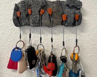 Sleutelorganizer voor klimmers - Biedt ruimte aan maximaal 6 sleutels - Rotsset met 6 klimhaken