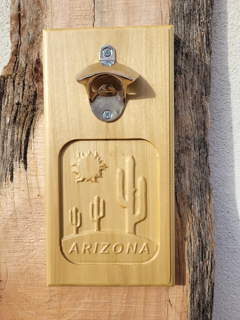Bottle Opener wooden With Arizona Saguaro Cactus Embossing Etsy