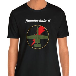 A-10 Warthog Thunderbolt II Patch Red Lightning Cool Attack Aircraft Short Softstyle T-Shirt
