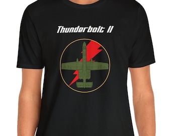 A-10 Warthog Thunderbolt II Patch Red Lightning Cool Attack Aircraft Short Softstyle T-Shirt