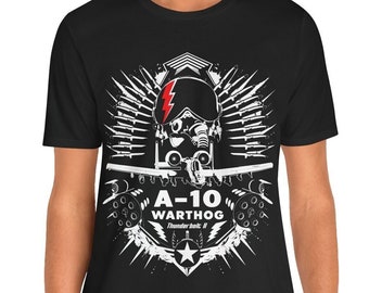 A-10 Thunderbolt II Warthog Pilot Tee Casque de pilote d'avion avec éclairs rouges et roquettes Aviation militaire T-shirt souple unisexe