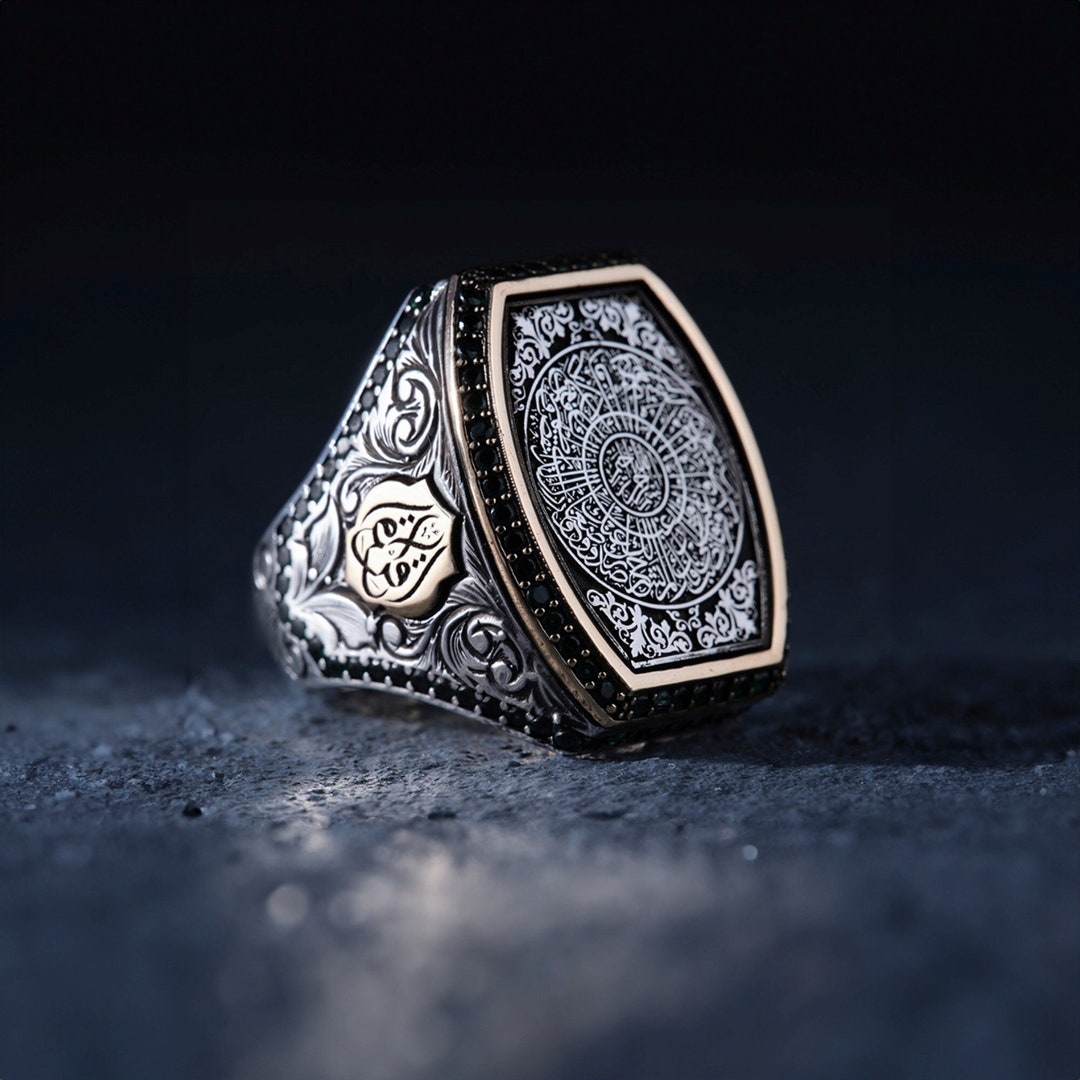 Surah Inshirah Islamic, Mens Handmade Ring, Turkish Handmade Silver Men Ring, Muslim Gift for