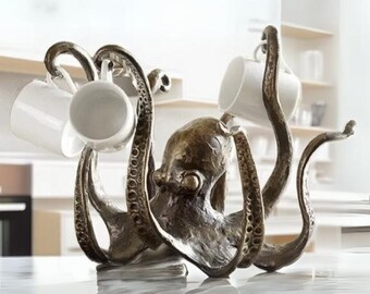 Octopus Statue Mug Holder - Creative Home Decor - Coffee Mug Rack - Octopus Key Holder- Cup Holder Sculpture - Table Ornament Gift