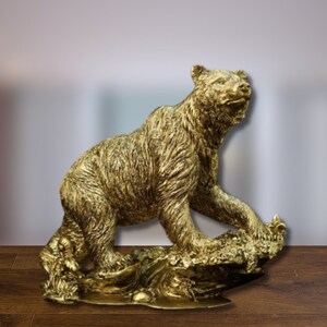 Luxury Bear Statue Stunning Grizzly Sculpture Bear Desk Ornament Majestic Animal Figurine Unique Table Decor Cool Bear Decor Gift for Him image 4