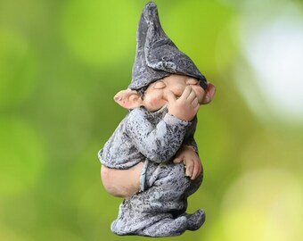 Funny Pooping Elf Statue Pooping Garden Gnome Funny Gnome Garden Statue Funny Yard Decor Funny Garden Decor Poop Elf Sculpture Dwarf Gnome