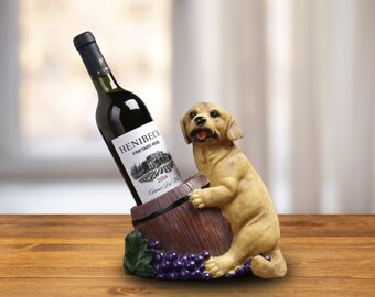 Portabottiglie per cani carino, ornamento per portabottiglie Labrador, arredamento per cuccioli, arredamento laboratorio giallo, arredamento per cani carino, regalo per gli amanti del vino, regalo per gli amanti dei cani