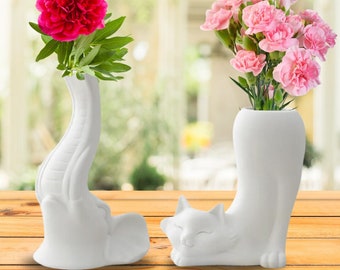 Creative Elephant and Cat Vases, Cool Elephant Trunk Vase, Funny Cat Butt Vase, Animal Statue Planter Pot, Funny Animal Vase, Fun Home Decor