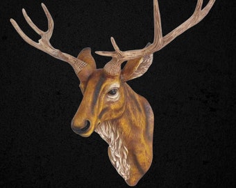 Fausse taxidermie tête de cerf grande monture murale réaliste tête de cerf taxidermie animal décoration murale cerf Statue Mancave décor chasse décor mural