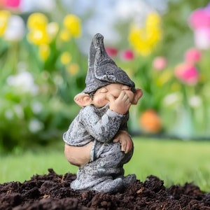 Funny Pooping Elf Statue Pooping Garden Gnome Funny Gnome Garden Statue Funny Yard Decor Funny Garden Decor Poop Elf Sculpture Dwarf Gnome