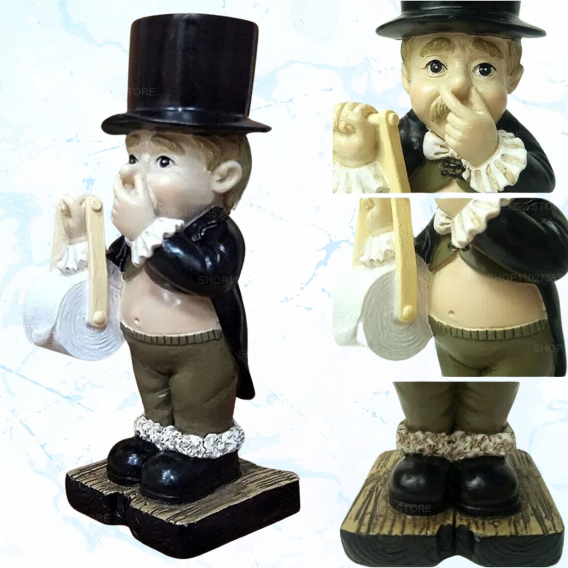 Funny Bathroom Gnome Butler Toilet Paper Holder Gnome Plugging Nose