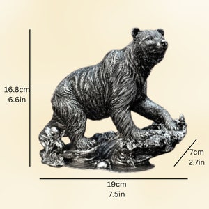 Statua di orso di lusso splendida scultura grizzly orso ornamento da scrivania statuetta animale maestosa arredamento da tavolo unico arredamento orso fresco regalo per lui immagine 6