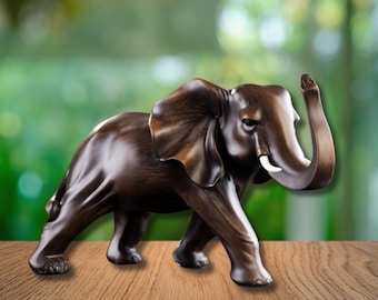 Statue d'éléphant de luxe, superbe statue d'éléphant en imitation bois, grande belle figurine d'éléphant, statue d'animal unique, décor d'éléphant cool