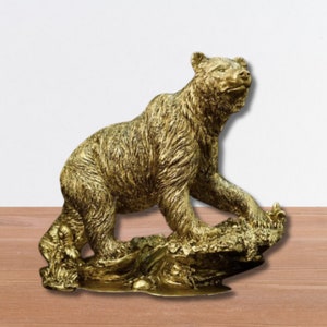 Statue d'ours de luxe superbe sculpture de grizzly ours ornement de bureau Figurine animale majestueuse décoration de table unique décoration ours cool cadeau pour lui image 1