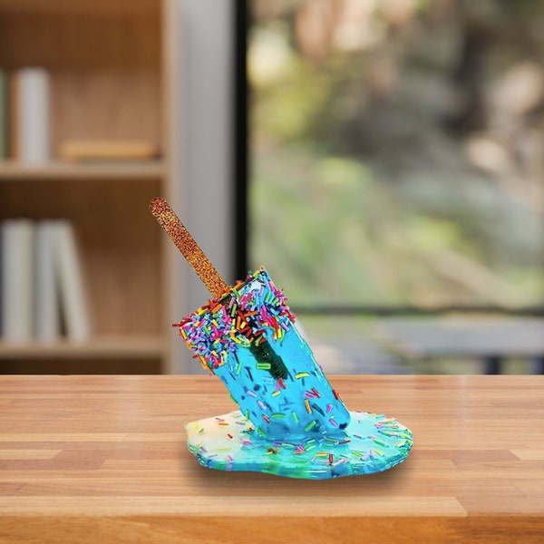 Melted Popsicle Ring Holder, Melting Ice Pop Sculpture, Ice Candy Decor, Fun Vibrant Home Decor, Unique Table Ornament, Housewarming Gift