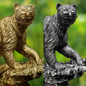 Statua di orso di lusso splendida scultura grizzly orso ornamento da scrivania statuetta animale maestosa arredamento da tavolo unico arredamento orso fresco regalo per lui immagine 3