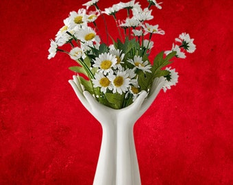 Die Blumenhalter: Einzigartige Hand Blumenvase Coole Vase für Blumen Kreative Vase Abstrakte Keramikvase Unkonventionelle Blumen-Dekor Moderne Vase