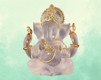 Belle statue de Ganesh, sculpture méditative transparente en Ganesh, statues et figurines hindoues, élégante sculpture de Ganesh, décoration spirituelle cool pour la maison