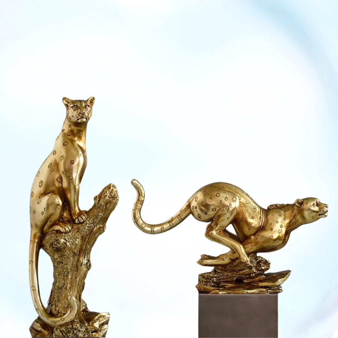  Art Deco Solid Bronze Cheetah Statue Big CAT Leopard Feline  Panther Lion Jaguar Gift Handmade Decor by Classy Bronze : Home & Kitchen