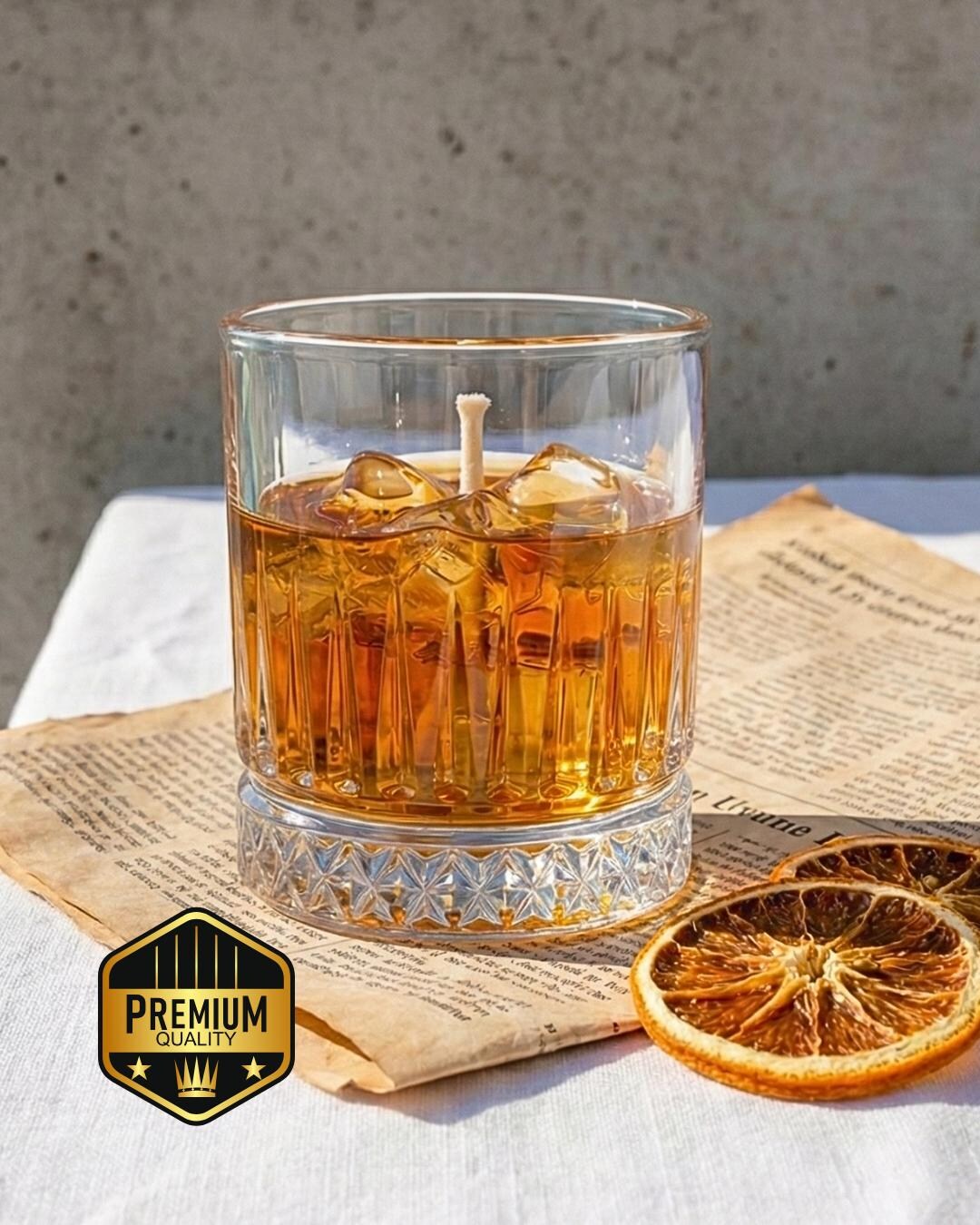 Bourbon on the Rocks Candle | Realistic Fake Drink | Man Cave Decor ...