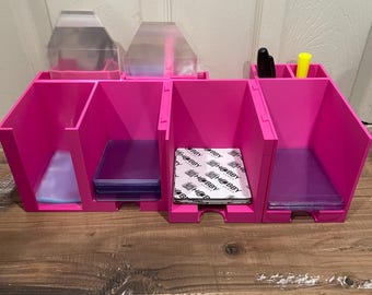 Card Sleeving/Shipping Station with Top Loaders/Penny Sleeves/Shipping shields and Semi Rigids with a scissor/pen holder