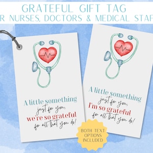 Medical Staff Thank You Gift Tag: Appreciation Printable (Digital Download)
