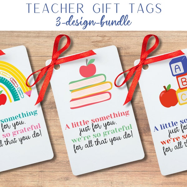 Teacher appreciation gift tag for any occasion, 'grateful for you' tag to say thanks and show your gratitude to a teacher or school staff