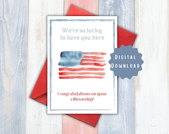 Carte de citoyenneté américaine : bienvenue en Amérique, drapeau des États-Unis (téléchargement numérique)