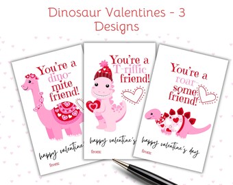 Dinosaur Valentines for kids and classmates, pre-k through elementary school, delightful dinos to celebrate friendship this Valentine's Day