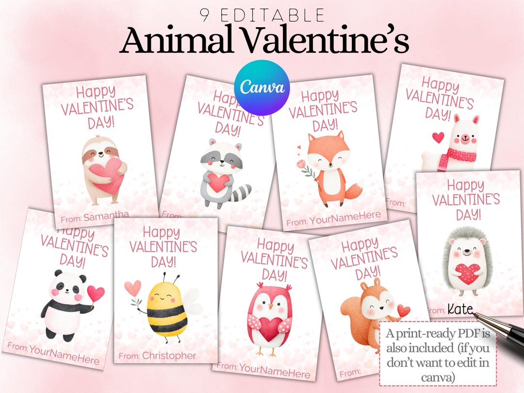 Buy Editable Classroom Valentine Cards | Canva Valentines for Students ...