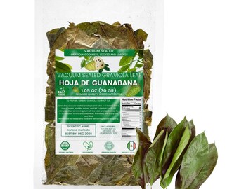 Yerbero - Whole Dried Graviola Soursop Leaves 1.05oz (30g - 120+ Leaves Per Bag) Hoja De Guanabana | From Mexico | Premium Quality.