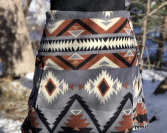Cozy Fleece Bum Warmer/ Ski/ Yoga Handmade Skirt - Southwest print - Free shipping