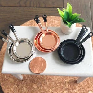 3 pcs set 1/12 Dollhouse Miniature Cooking Pans Miniature Cookware