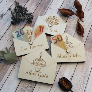 Geldgeschenk zum Geburtstag / Geldgeschenk aus Holz / Gutscheinverpackung aus Holz / Briefumschlag aus Holz / Dankeschön