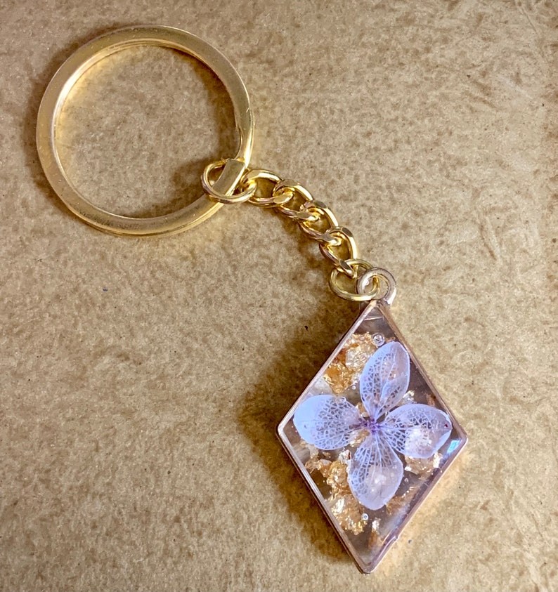 Gold Floral Resin Keychain iris Etsy