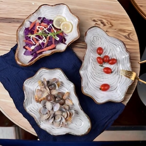 Handcrafted Shell-Style Salad Plate - Unique Ceramic Fruit Dish - Perfect Housewarming Gift