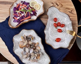 Handcrafted Shell-Style Salad Plate - Unique Ceramic Fruit Dish - Perfect Housewarming Gift