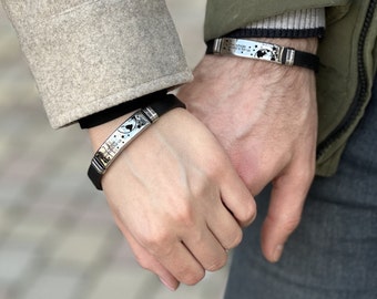 Armband med gravyr, personliga vänskapssmycken, handgjort flätat reparmband, pararmband, matchande armband