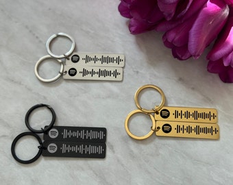 Spotify Code Keyring, Personalised Keyring, Song Keychain, Music Code, Wedding Song, Engraved Code Keychain, Music Lover Gift