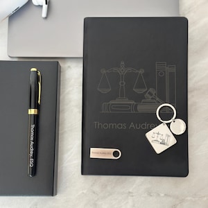 Coffret cadeau avocat personnalisé, porte-clés USB personnalisé pour stylo journal de droit, cadeau unique écuyer, cadeau pour diplômé d'une faculté de droit, accessoires pour professions juridiques