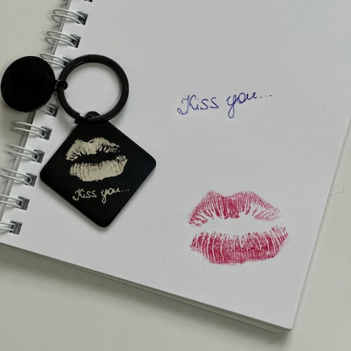 Your Actual Lips Imprint, Handwritten Steel Key Chain- Or Font, Personalized Key Chain For Him, Romantic Valentine's Day Gift, Custom Gifts