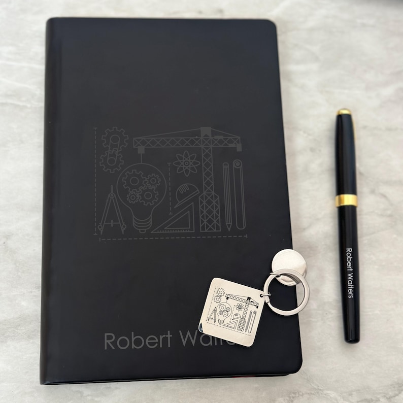 Presentset för ingenjör, personlig anteckningsbok med USB-minne, personlig graverad ingenjörspresent, present till ingenjörsstudent, examenspresent bild 2