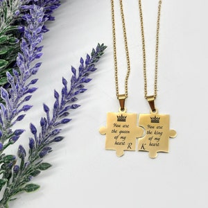 Customized Couples Necklaces  | Puzzle Piece Necklace Personalized | Puzzle Necklace | Valentines day gift | Couple gift | Gifts for him
