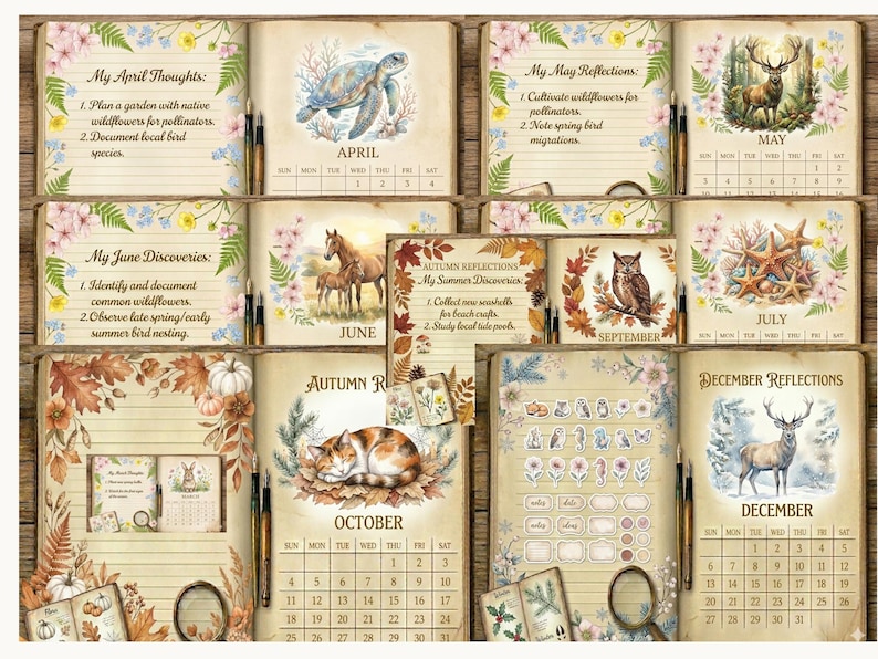 Vintage Junk Journal 2026 Planner | 12-Page Printable Calendar Book ...