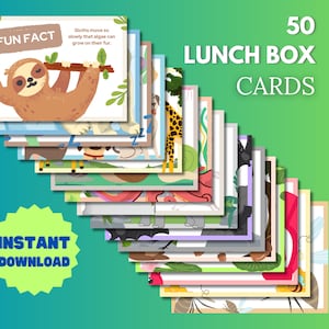 50 cartes de boîte à lunch - Faits amusants pour que votre enfant puisse en profiter - Téléchargement instantané numérique