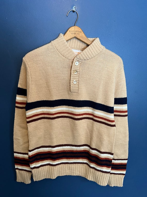 Vintage 70’s Columbia Sportswear Knit Stripe Swea… - image 3