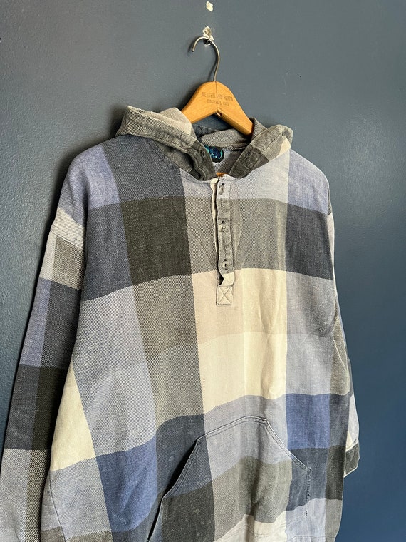 Vintage 90’s Rhinoceros Plaid Hooded Flannel Sweat