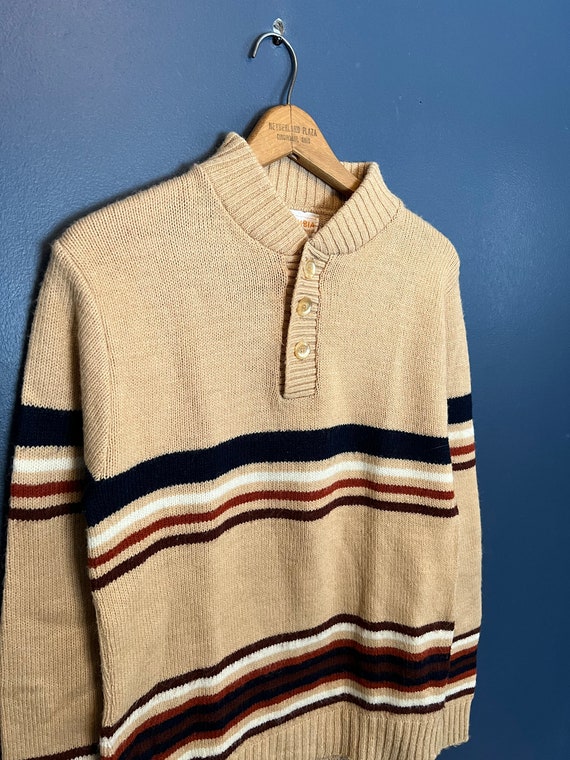 Vintage 70’s Columbia Sportswear Knit Stripe Swea… - image 1